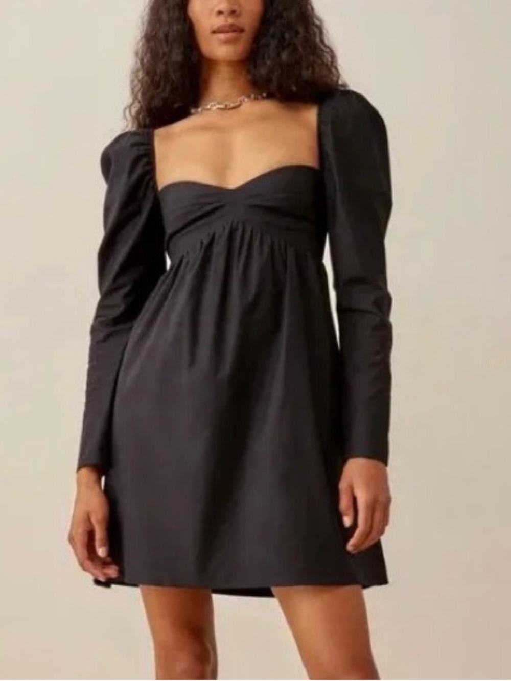 Reformation Black Babydoll Mini Dress US 4 Sweetheart Empire Waist NWOT